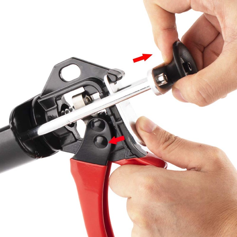 CJGQ Dual Epoxy Gun for 200 mL/6.75 fl oz (2:1 Mix Ratio) Double Cartridge Panel Bond 08115-08116 ï¼ˆScarlet & Blackï¼‰ - Image 3